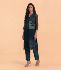 Teal Green Multicoloured Printed Kurta Set-RC5653