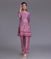 Lavender Floral Printed Kurta Set-CO5004
