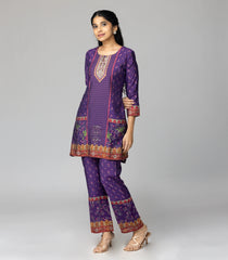 Violet Printed Kurta Set-CO5003