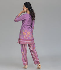 Lavender Floral Printed Kurta Set-CO5004