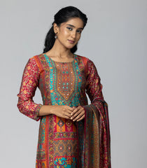 Deep Pink Printed Festive Kurta Set-RC5581