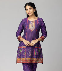 Violet Printed Kurta Set-CO5003