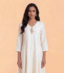 White Festive Kurta Set with Pink Dupatta-RC5639