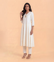 White Festive Kurta Set with Pink Dupatta-RC5639