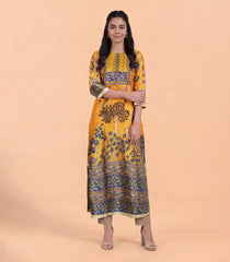 Yellow Kalamkari Printed Kurta-KR0881
