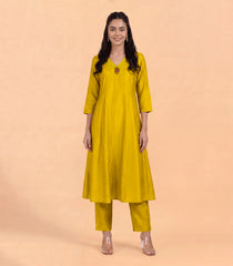 Yellow Kurta Set with Majenta Dupatta-RC5635