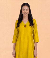 Yellow Kurta Set with Majenta Dupatta-RC5635