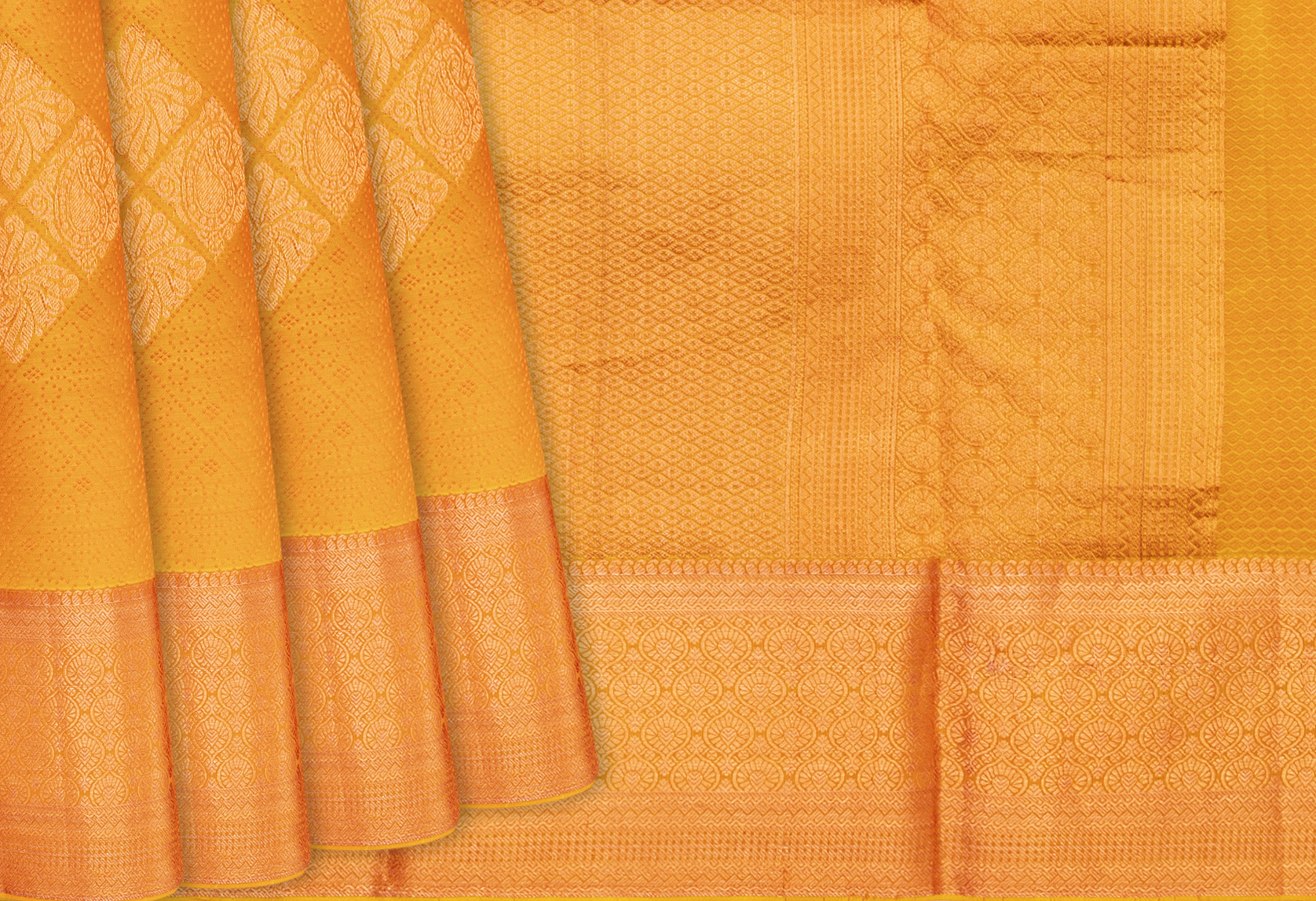 Buy Pritam Woven Banarasi Cotton Silk Yellow, Green Sarees Online @ Best  Price In India | Flipkart.com