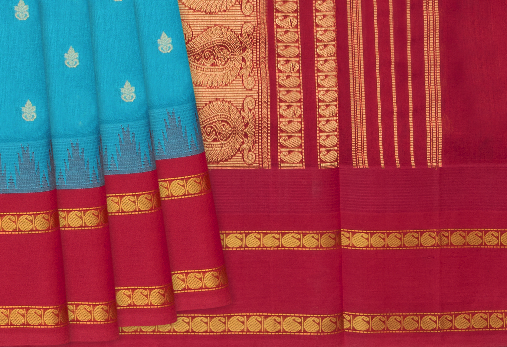 Off White Handloom Silk Cotton Saree with contrast Pink border and pallu