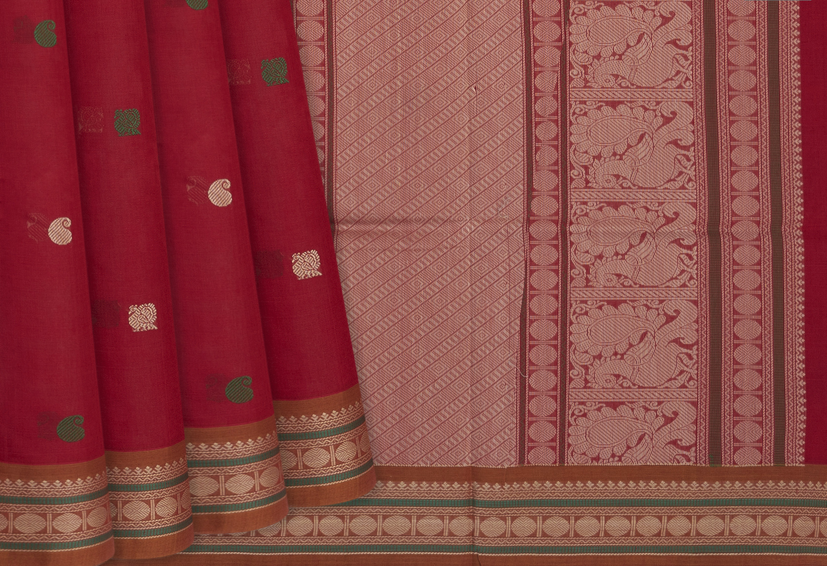 Multi Colour Handloom Natural Dyed Kanchipuram Revival Silk Saree With Zari  Stripes