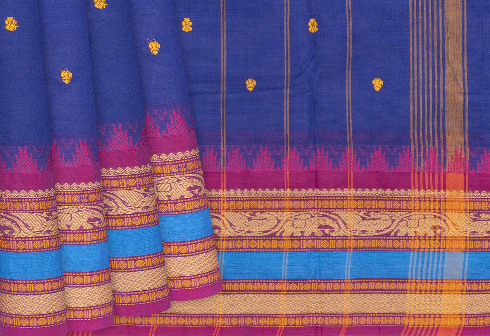 Green Handloom Silk Cotton Sarees with orange contrast border-RmKV | Silk cotton  sarees, Cotton saree, Rmkv