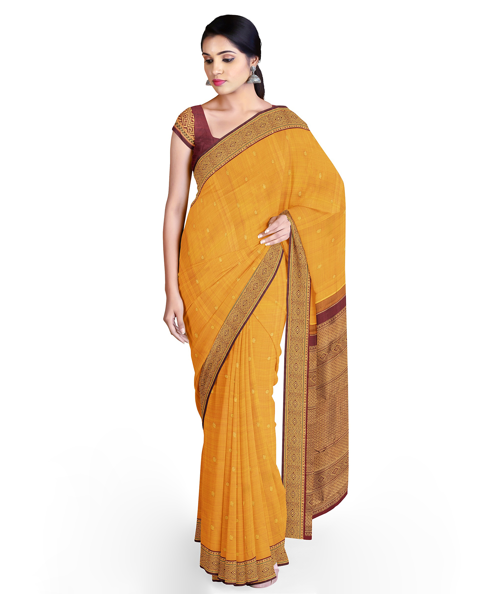 Mango Yellow - Deep Violet Pure Kanjivaram Silk Saree *D6 – Pashudh Sarees