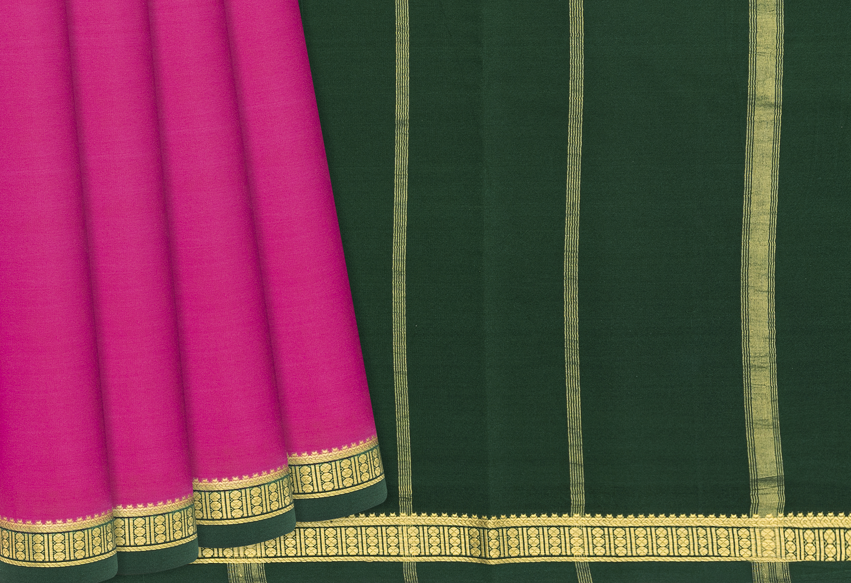 Bright sky Blue plain Mysore Silk Saree with contrast border & pallu of  zari designs