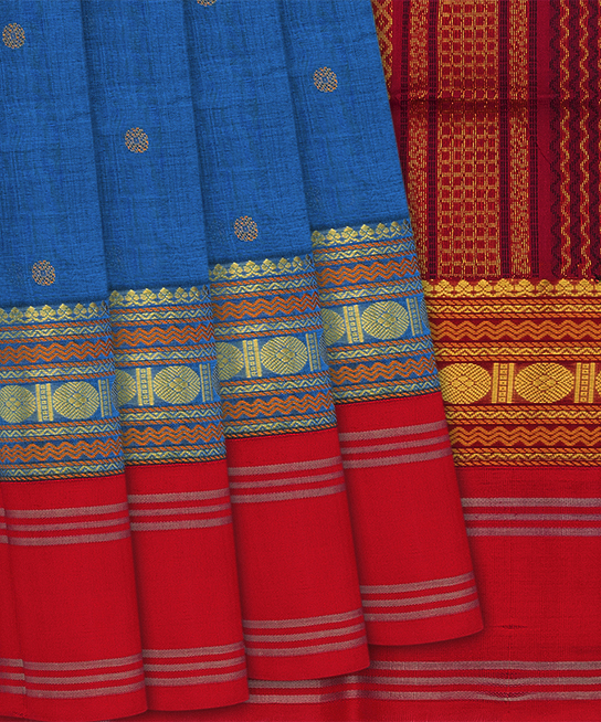 Maroon Handloom Kanchipuram Silk Saree With Minangkabau Motifs