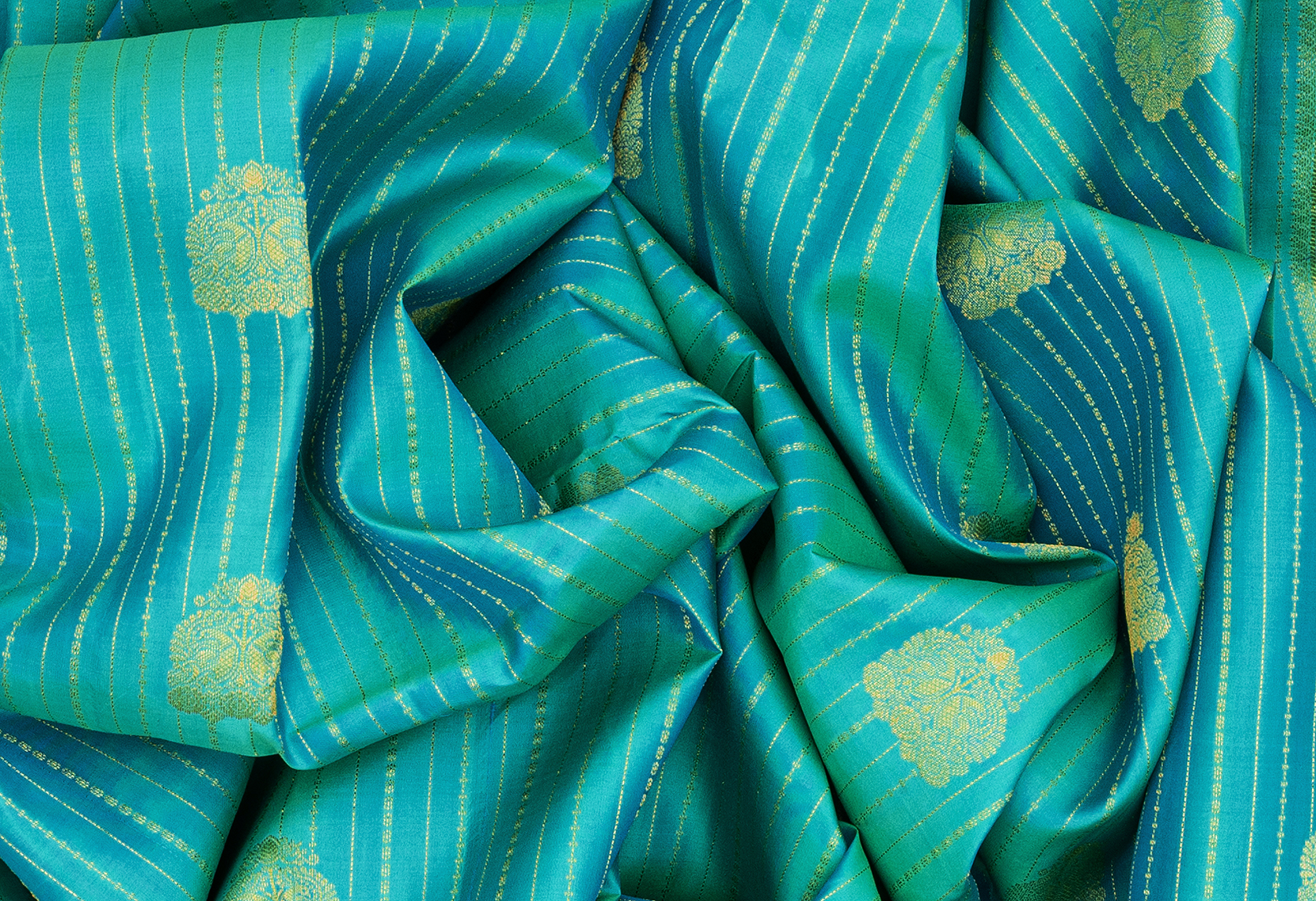 Buy Turquoise Hand Embroidered Silk Saree with Blouse - Set of 2 |  SR-ND-1319/STUB3 | The loom