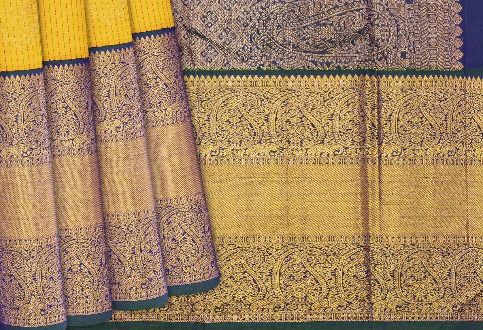 Lime Green Pure Kanchipuram Korvai Silk Saree with Design Motifs on the  body and Zari Border|Saree-Diademstore.com