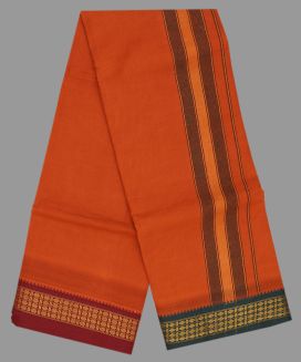 Rust 9 x 5  Cotton Dhoti with Contrast Border