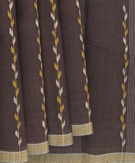 Brown Handwoven Uppada Cotton Sari