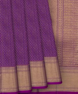 Purple Handwoven Kanchipuram Silk Saree With Zari Stripes