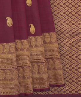 Maroon Handwoven Kanchipuram Silk Saree  