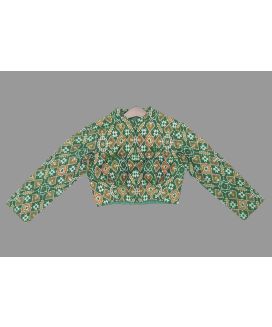 Green ikat silk blouse 
