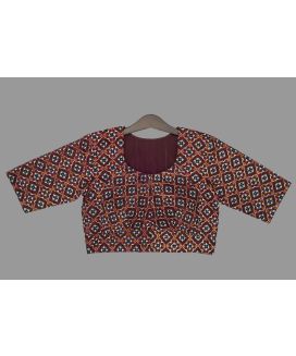 Red ikat silk blouse
