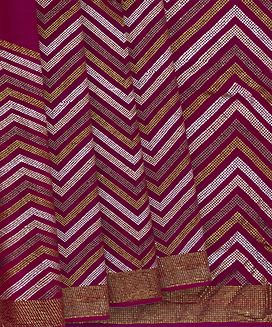 Pink Georgette Embroidered Saree With Chevron Motifs

