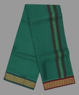 Green 9 x 5  Cotton Dhoti with Contrast Border