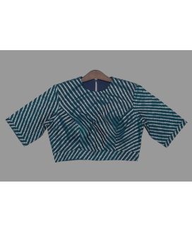 Blue striped ikat silk blouse
