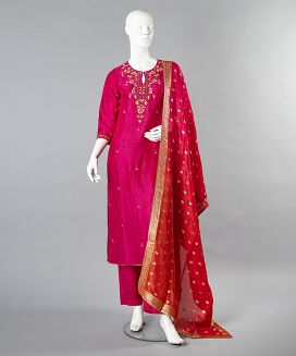 Love Potion Pink Salwar Suit With Red Dupatta

