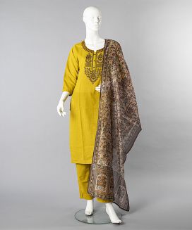 Bright Yellow Salwar Suit With Digital Printed Dupatta
