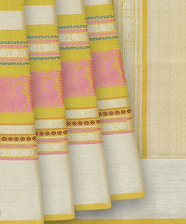 Lime Yellow Handloom Chirala Soft Silk Saree With Annam Motifs
