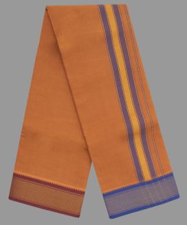 Rust 9 x 5 Cotton Dhoti with Contrast Border