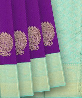 Magenta Handloom Kanchipuram Korvai Silk Saree With Floral Butta

