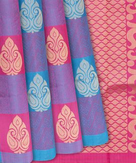Multi Colour Handloom Soft Silk Saree With Checks & Buttas
