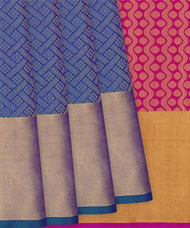 Blue Handloom Soft Silk Saree With Kamalam Motifs
