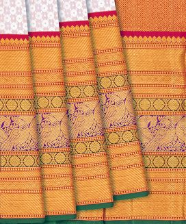 Lavender Handloom Kanchipuram Tissue Silk Saree With Rudraksham Motifs