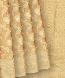 Gold Woven Blended Tissue Saree With Floral Jaal Motifs
