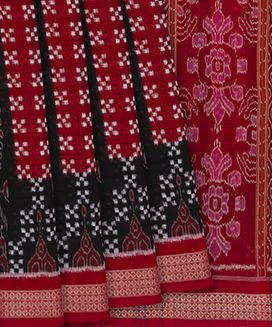 Black Handloom Orissa Cotton Saree With Tie & Dye Floral Motifs
