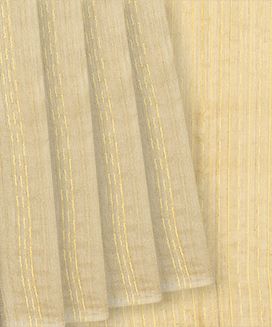 Yellow Handloom Tussar Silk Saree With Stripes
