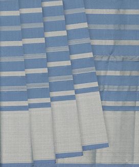 Grey Handloom Soft Silk Saree With Stripes 
