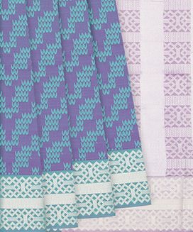 Purple Handloom Soft Silk Saree With Chevron Motifs
