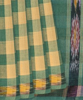 Green Handloom Kadapa Cotton Saree With Checks
