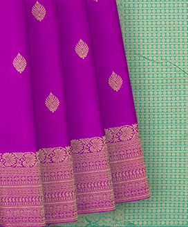 Pink Kanchipuram Silk Saree With Floral Zari Buttas
