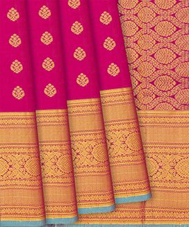 Pink Kanchipuram Silk Saree With Floral Zari Motifs