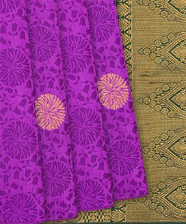 Purple Kanchipuram Silk Saree With Floral Vine Motifs