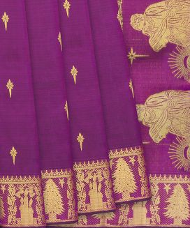 Magenta Handloom Kanchipuram Jingle Bell Silk Saree 
