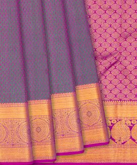 Pink Handloom Kanchipuram Silk Saree With Floral Motifs
