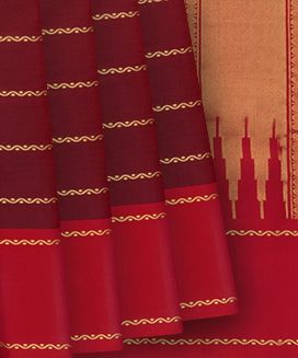 Crimson Handloom Kanchipuram Silk Saree With Beldari Stripes
