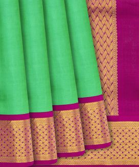 Light Green Handloom Kanchipuram Nine Yards Korvai Silk Saree